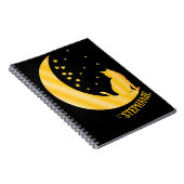 Golden Cat Sitting On Moonlit Night Notebook Notizblock (Rechte Seite)
