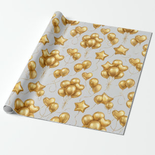 Golden Celebration Ballons Muster Geschenkpapier