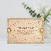 Golden Celestial Baroque Wedding Dankeskarte (Stehend Vorderseite)