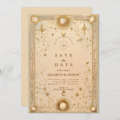 Golden Celestial Baroque Wedding Save The Date (Vorne/Hinten)