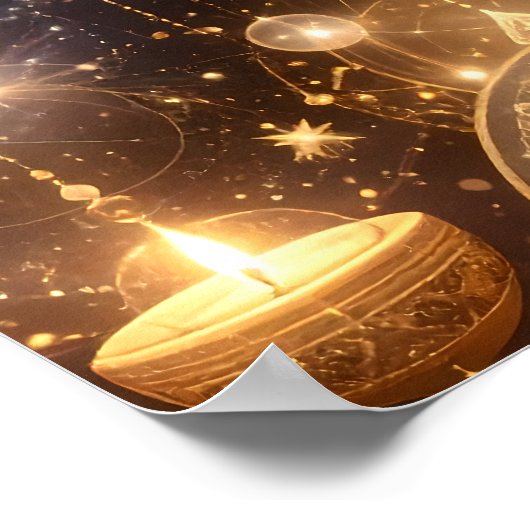 Golden Celestial Mystical Art Poster (Ecke)