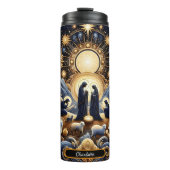 Golden Celestial Nativity Night Scene Thermosbecher (Vorderseite)