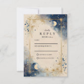Golden Celestial Night Wedding RSVP Karte (Vorderseite)