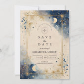 Golden Celestial Night Wedding Save The Date (Vorderseite)