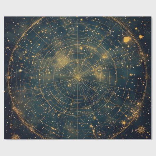 Golden Celestial Star Map (4) Geschenkpapier (Flach)
