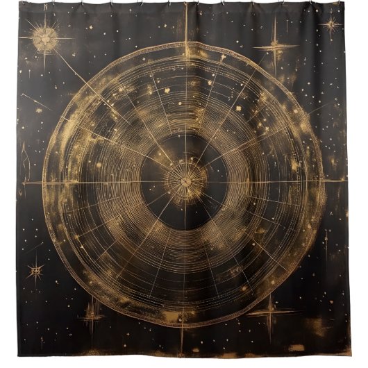 Golden Celestial Star Map (5) Duschvorhang (Vorderseite)