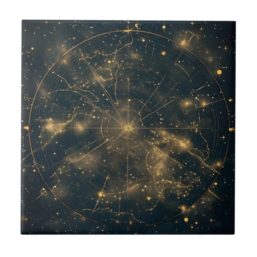 Golden Celestial Star Map (5) Fliese (Vorderseite)