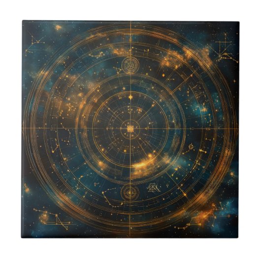 Golden Celestial Star Map Fliese (Vorderseite)