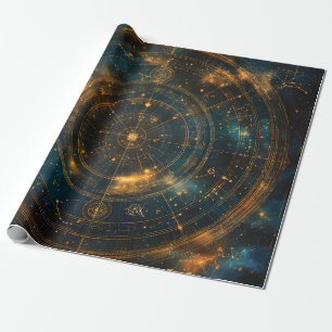 Golden Celestial Star Map Geschenkpapier