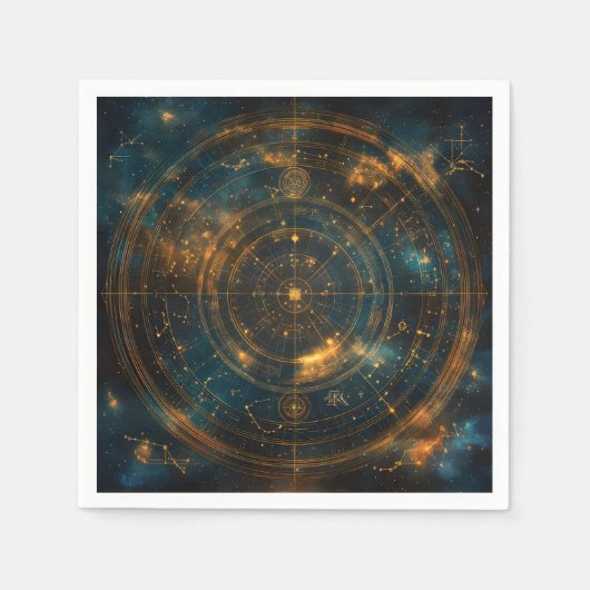 Golden Celestial Star Map Serviette (Vorderseite)