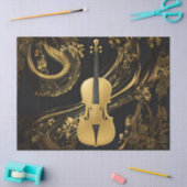 Golden Cello auf schwarz Seidenpapier (Basteln)