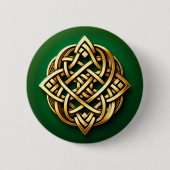 Golden Celtic Knot on Green Button (Vorderseite)