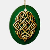 Golden Celtic Knot on Green Keramik Ornament (Rechts)