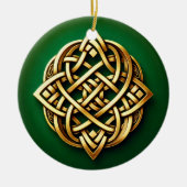 Golden Celtic Knot on Green Keramik Ornament (Vorne)