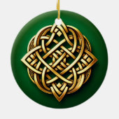 Golden Celtic Knot on Green Keramik Ornament (Hinten)
