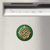 Golden Celtic Knot on Green Magnet (In Situ (Geschirrspüler))