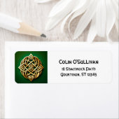 Golden Celtic Knot on Green Return Address Label (Insitu)