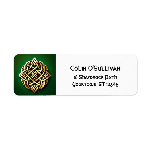 Golden Celtic Knot on Green Return Address Label (Vorne)