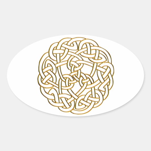 Golden Celtic Knot Ovaler Aufkleber (Vorderseite)