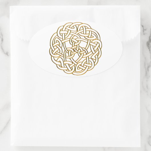 Golden Celtic Knot Ovaler Aufkleber (Tasche)