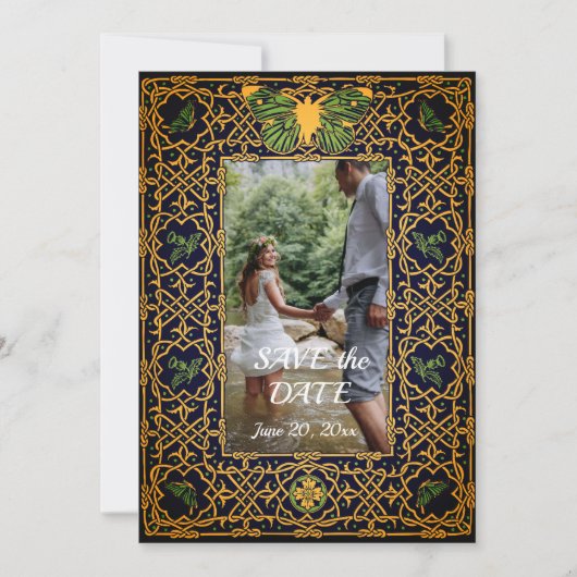 Golden Celtic Knot Save the Date Einladung (Vorderseite)