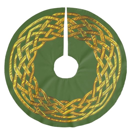 Golden Celtic Knot Tree Skirt Polyester Weihnachtsbaumdecke (Vorderseite)