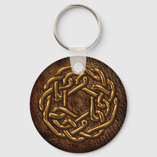 Golden celtic ornament on leather schlüsselanhänger (Vorderseite)