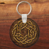 Golden celtic ornament on leather schlüsselanhänger (Vorderseite)