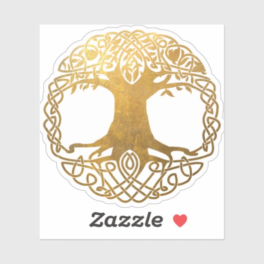 Golden Celtic Tree of Life Aufkleber (Blatt)