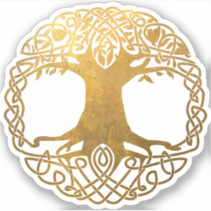 Golden Celtic Tree of Life Aufkleber