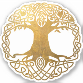 Golden Celtic Tree of Life Aufkleber