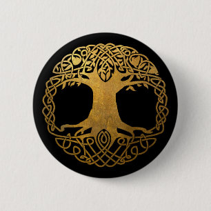 Golden Celtic Tree of Life Button
