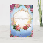 Golden Ceremonial Summer Rose Floral Cat Karte (Rückseite)