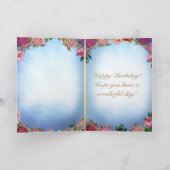 Golden Ceremonial Summer Rose Floral Cat Karte (Innenseite)