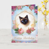 Golden Ceremonial Summer Rose Floral Cat Karte (Gelbe Blume)