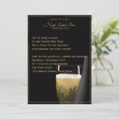 Golden Champagne Celebrations Silvester Einladung (Stehend Vorderseite)