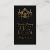 Golden Chandelier Interieur Designer Black Card Visitenkarte (Vorderseite)