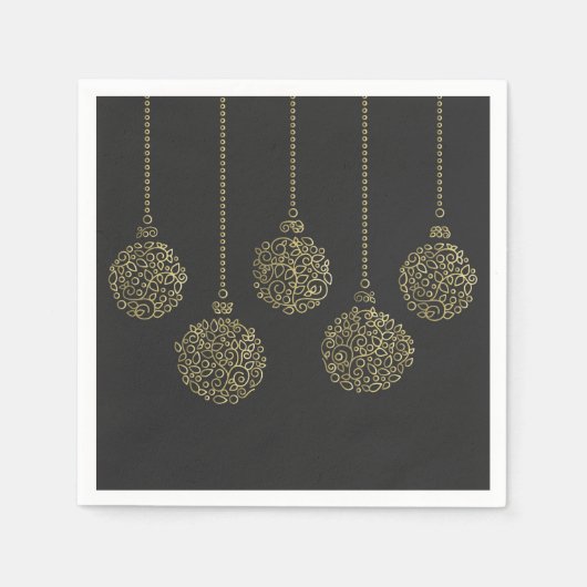 Golden & Charcock Ornamente Elegante Festlichkeit Serviette (Vorderseite)