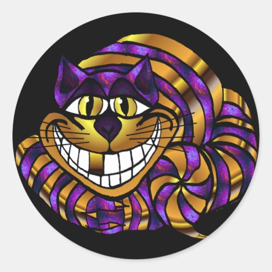 Golden Cheshire Cat Sticker (Vorderseite)