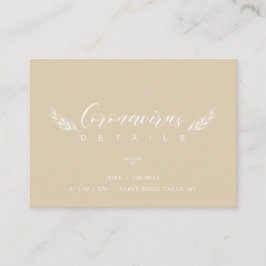 Golden Chic Wedding Minimalist Coronavirus Details Begleitkarte
