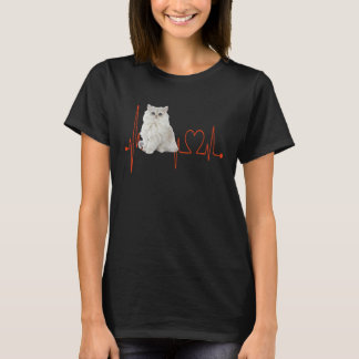 Golden Chinchilla Persian Cat Heartbeat EKG I Lieb T-Shirt