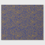 Golden Chinese Auspicious Clouds Pattern on Indigo Geschenkpapier (Flach)