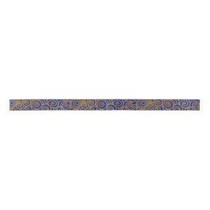 Golden Chinese Auspicious Clouds Pattern on Indigo Satinband