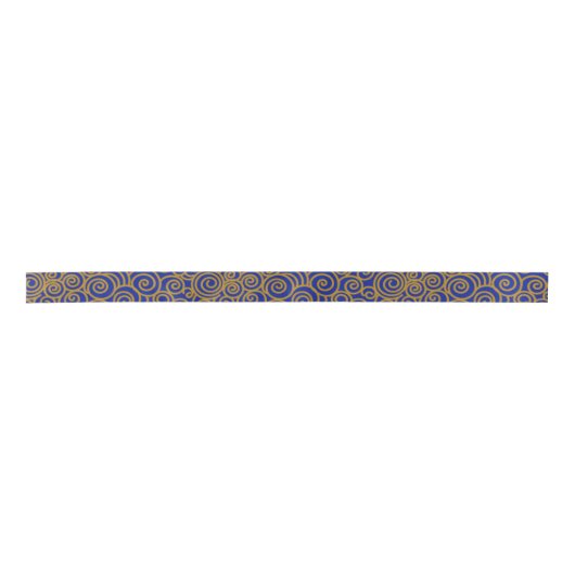 Golden Chinese Auspicious Clouds Pattern on Indigo Satinband (Vorderseite)