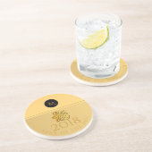 Golden Chinese Dog Papercut 2018 Monogram Sandst Getränkeuntersetzer (Seite)