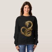 Golden Chinese Dragon Art | Mythical Creature Fant Sweatshirt (Vorne ganz)