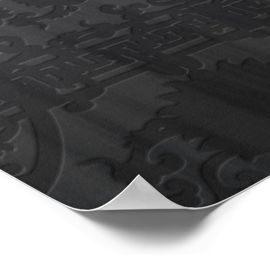 Golden Chinese Dragon Fucanglong auf Black Silk Poster (Ecke)