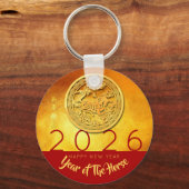 Golden Chinese HorYear personalisiert RK Schlüsselanhänger (Vorderseite)