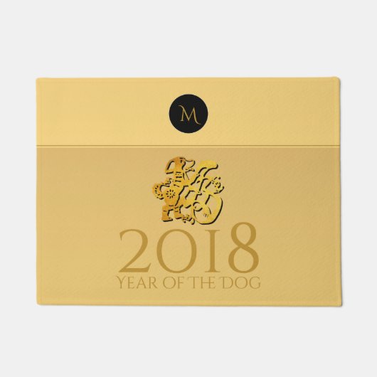 Golden Chinese Hund Papercut 2018 Monogram Door ma Fußmatte (Vorderseite)