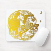 Golden Chinese New Year of Rooster 2017 Mousepad (Mit Mouse)